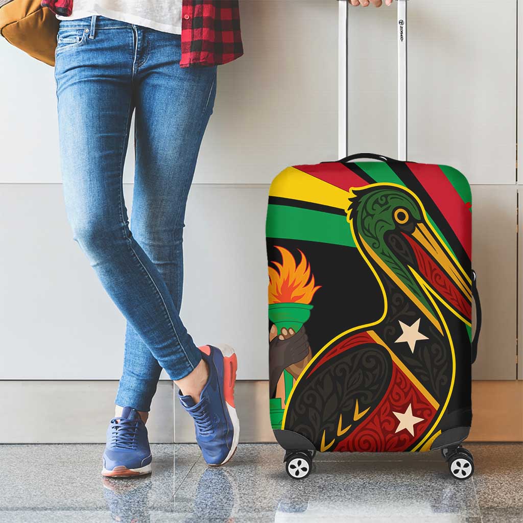 Saint Kitts and Nevis Luggage Cover with Flag Colors and Tropical Island Design TS04