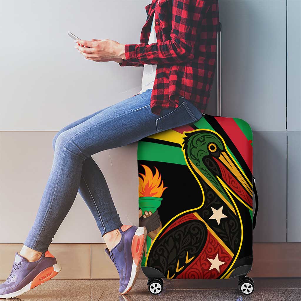 Saint Kitts and Nevis Luggage Cover with Flag Colors and Tropical Island Design TS04