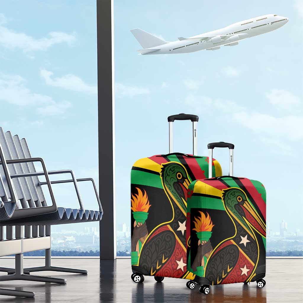 Saint Kitts and Nevis Luggage Cover with Flag Colors and Tropical Island Design TS04