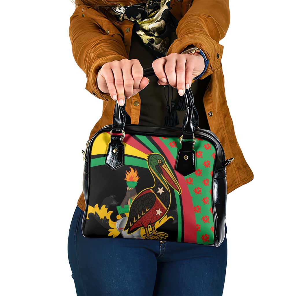 Saint Kitts and Nevis Shoulder Handbag with Flag Colors and Tropical Island Design TS04