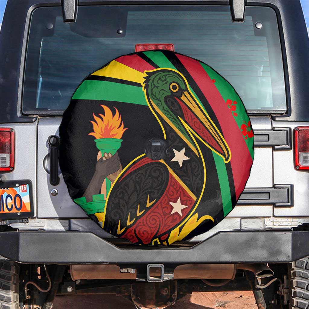 Saint Kitts and Nevis Spare Tire Cover with Flag Colors and Tropical Island Design TS04