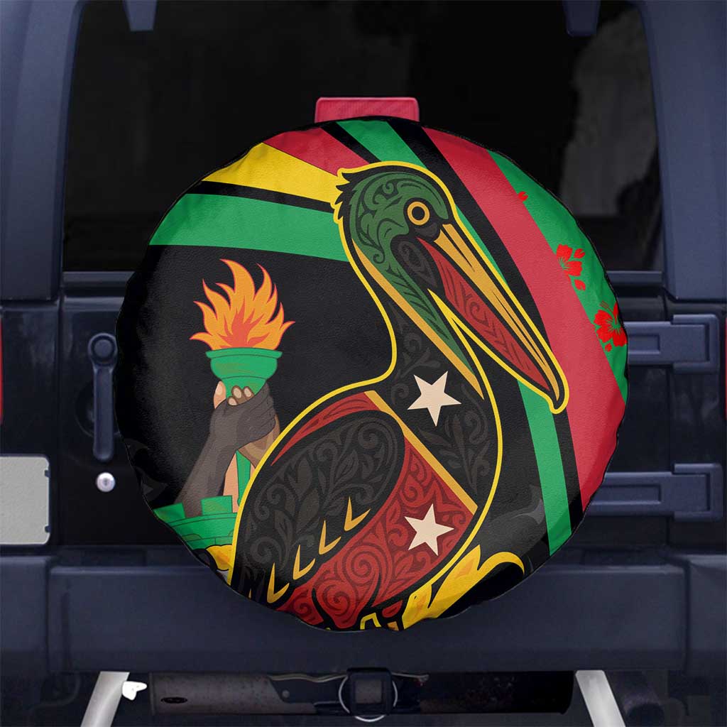 Saint Kitts and Nevis Spare Tire Cover with Flag Colors and Tropical Island Design TS04