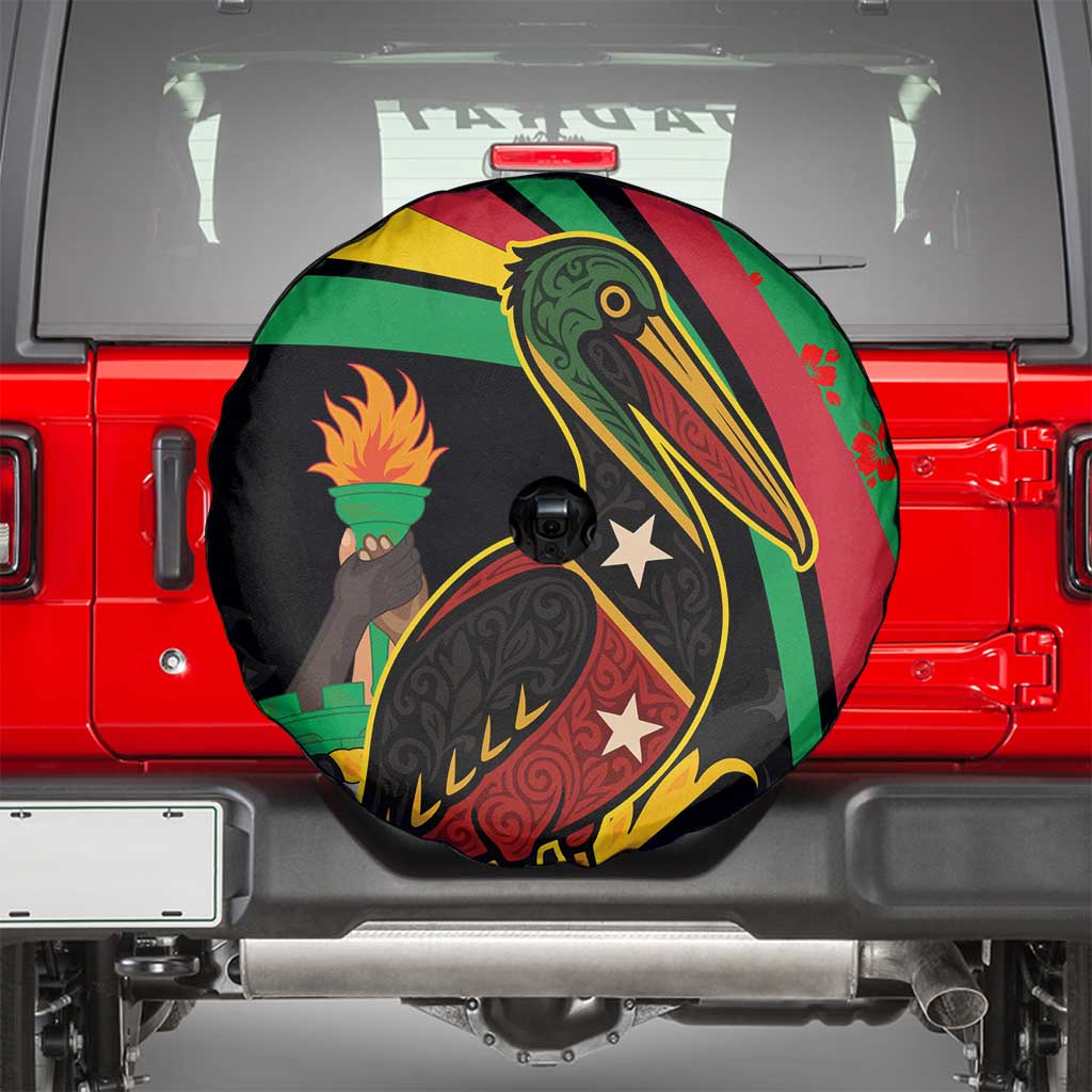 Saint Kitts and Nevis Spare Tire Cover with Flag Colors and Tropical Island Design TS04
