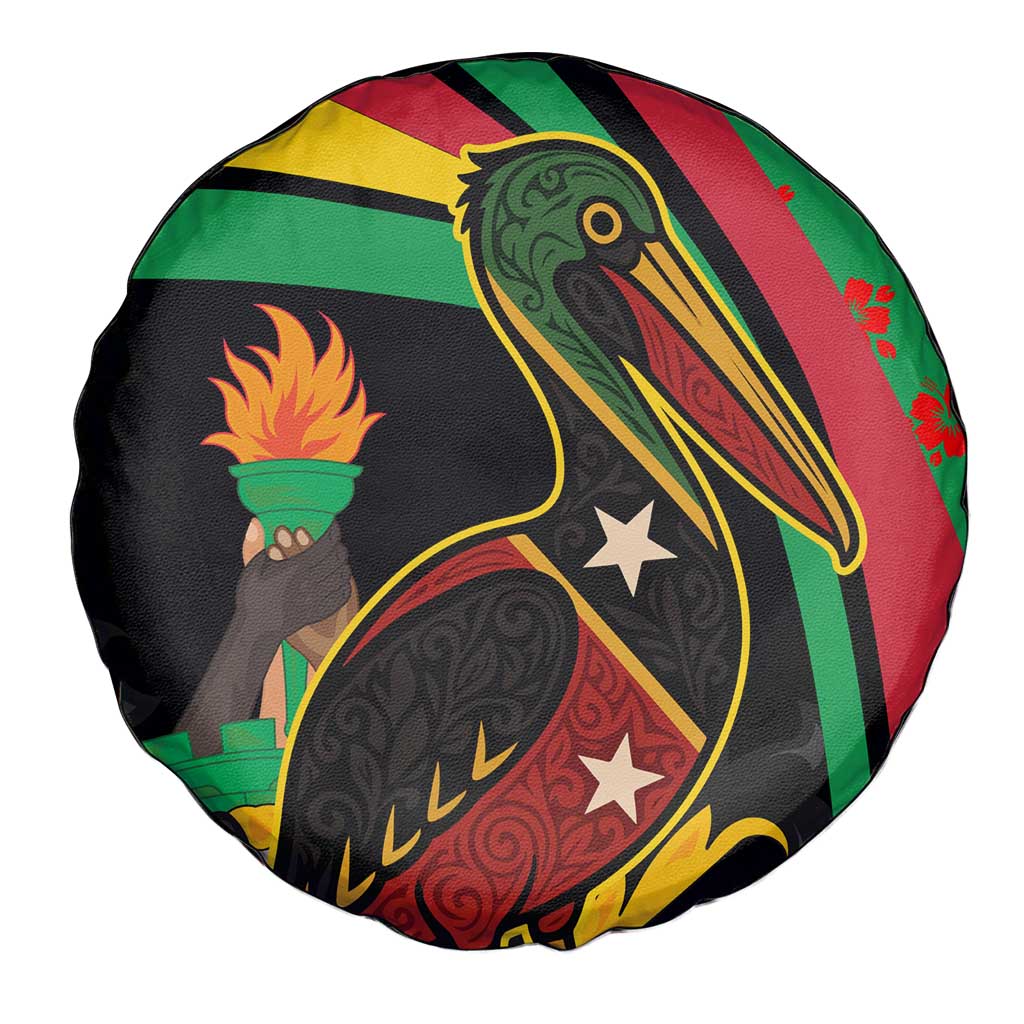 Saint Kitts and Nevis Spare Tire Cover with Flag Colors and Tropical Island Design TS04