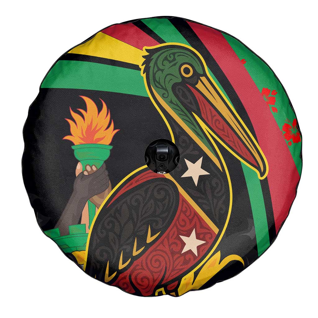 Saint Kitts and Nevis Spare Tire Cover with Flag Colors and Tropical Island Design TS04