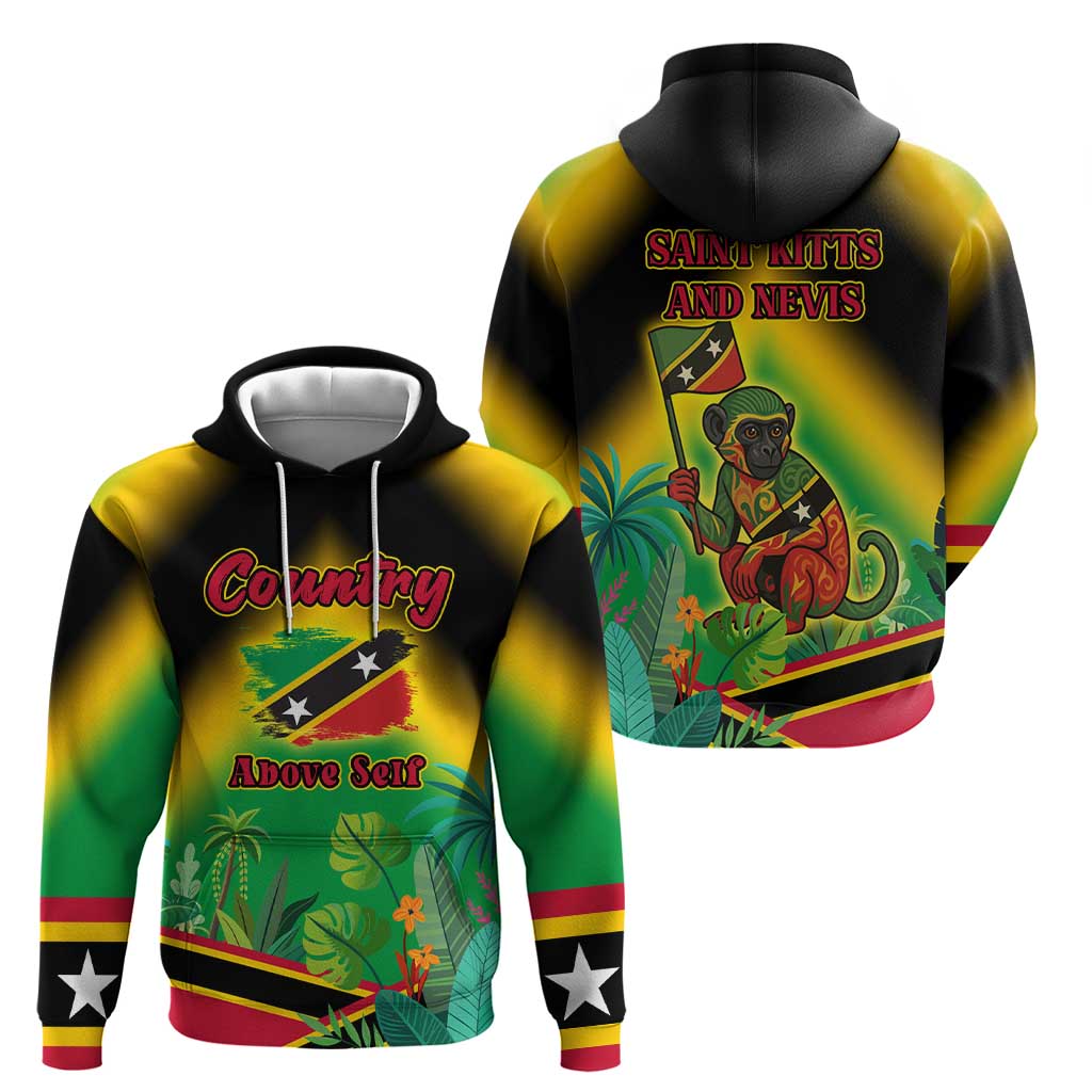 Saint Kitts and Nevis Hoodie with Coat of Arms and Flag Pattern Design TS04