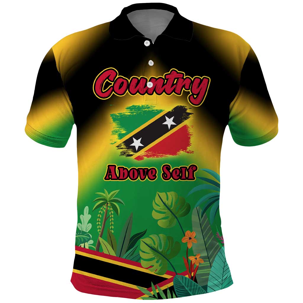 Saint Kitts and Nevis Polo Shirt with Coat of Arms and Flag Pattern Design TS04