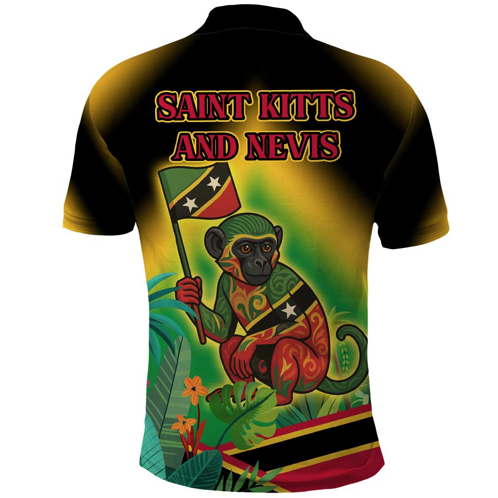 Saint Kitts and Nevis Polo Shirt with Coat of Arms and Flag Pattern Design TS04
