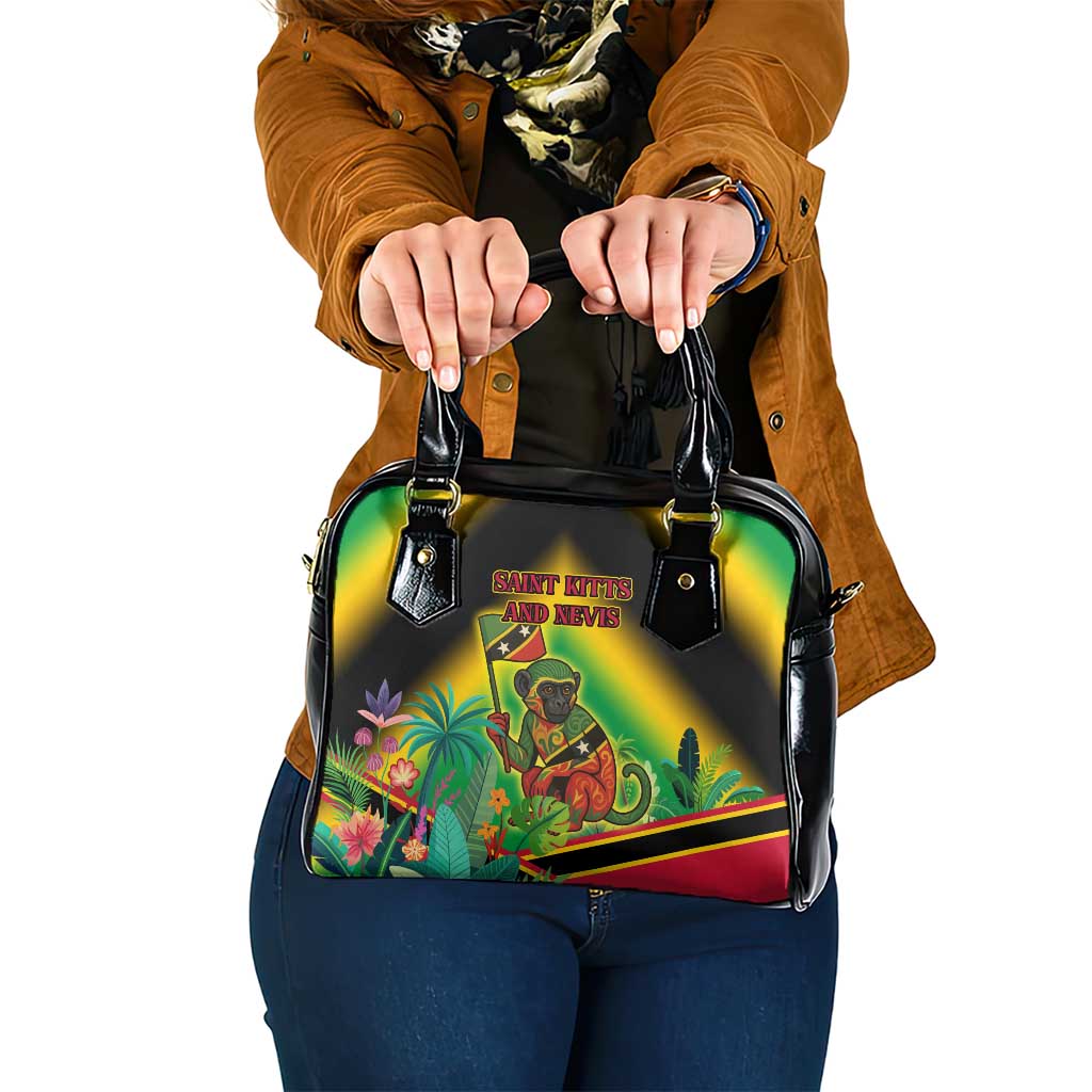 Saint Kitts and Nevis Shoulder Handbag with Coat of Arms and Flag Pattern Design TS04