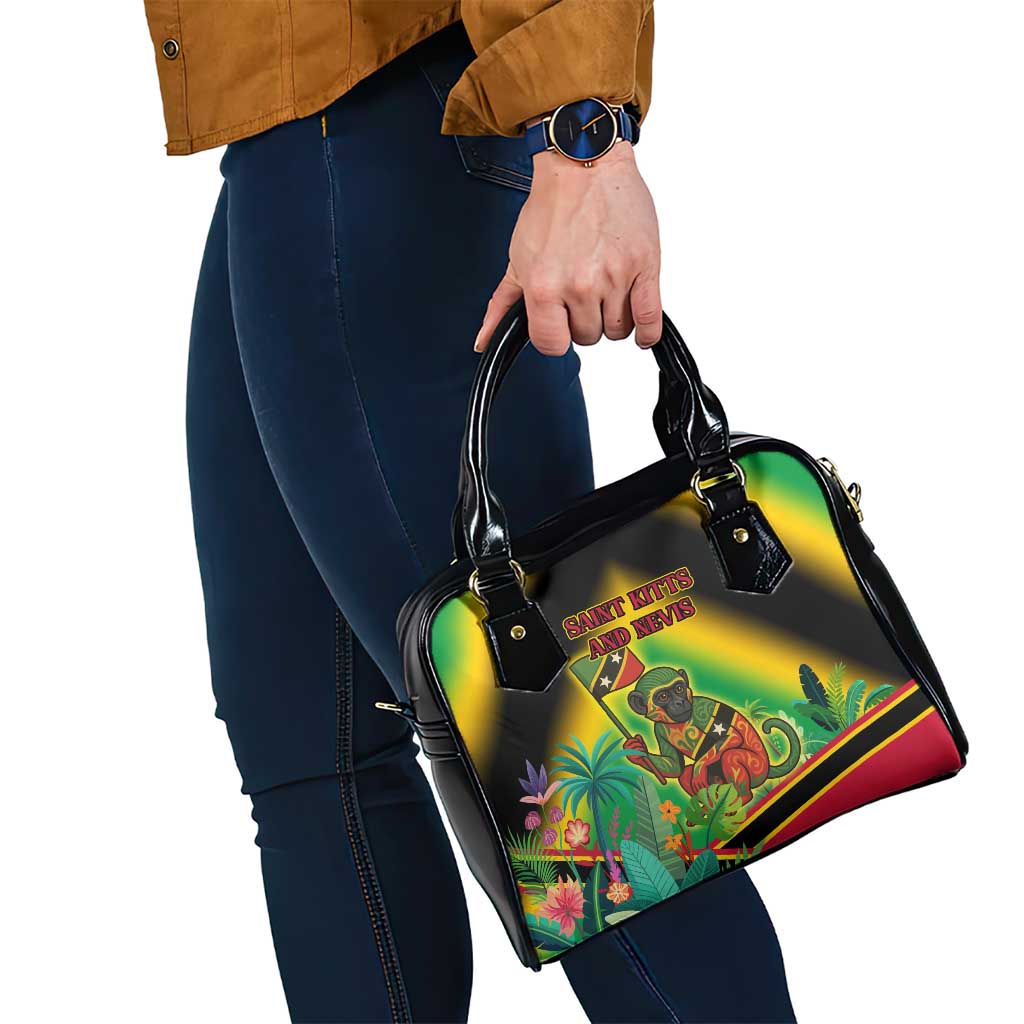 Saint Kitts and Nevis Shoulder Handbag with Coat of Arms and Flag Pattern Design TS04