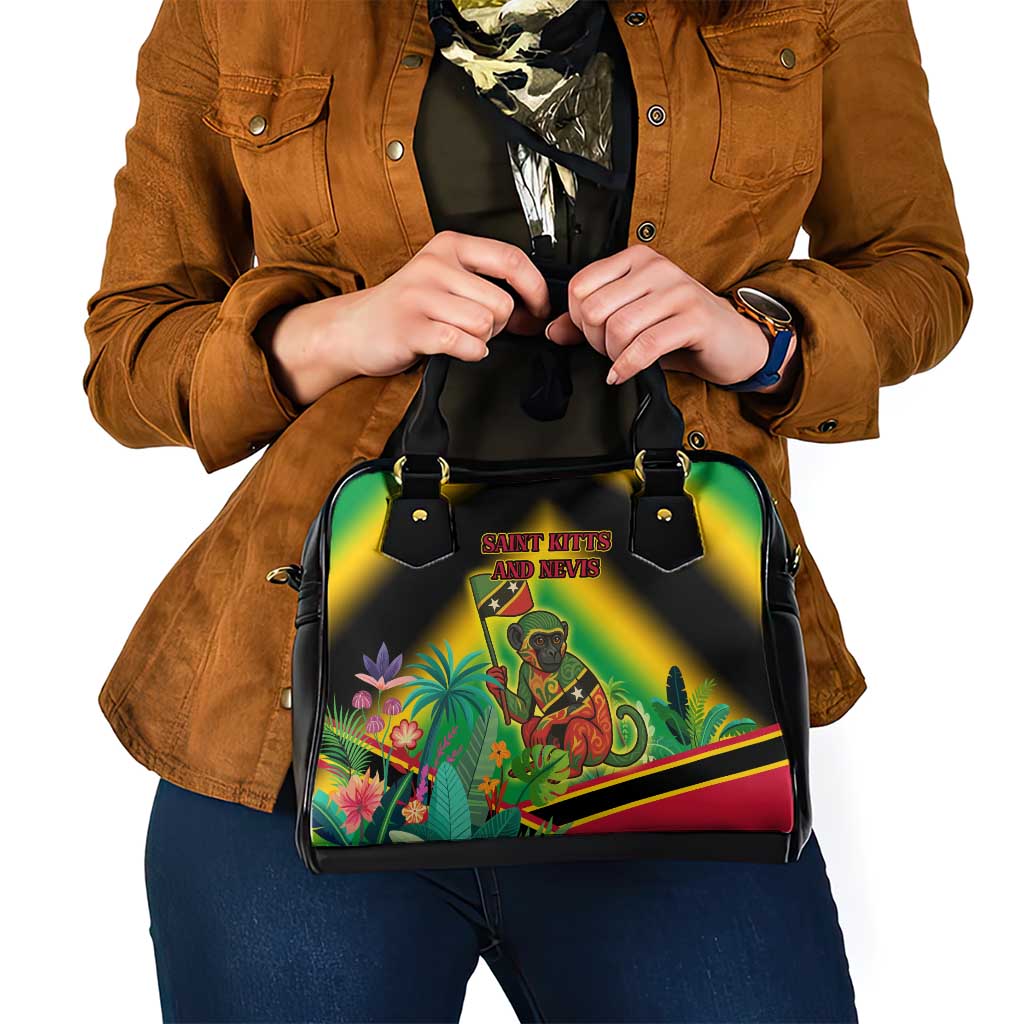 Saint Kitts and Nevis Shoulder Handbag with Coat of Arms and Flag Pattern Design TS04