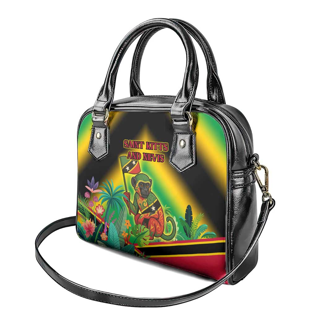 Saint Kitts and Nevis Shoulder Handbag with Coat of Arms and Flag Pattern Design TS04