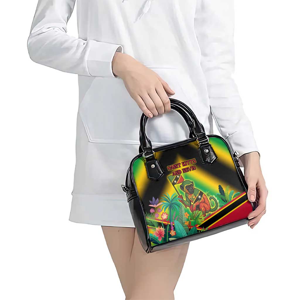 Saint Kitts and Nevis Shoulder Handbag with Coat of Arms and Flag Pattern Design TS04