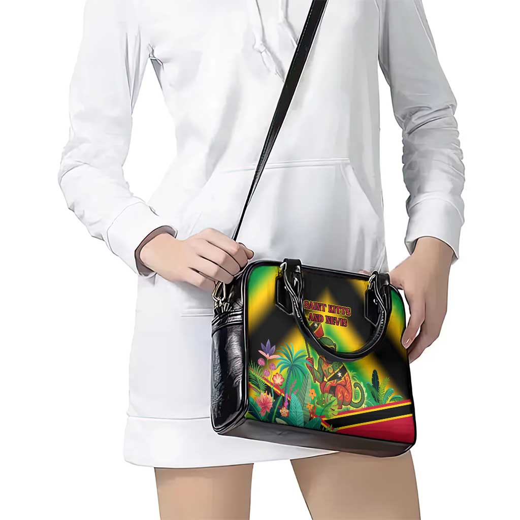 Saint Kitts and Nevis Shoulder Handbag with Coat of Arms and Flag Pattern Design TS04