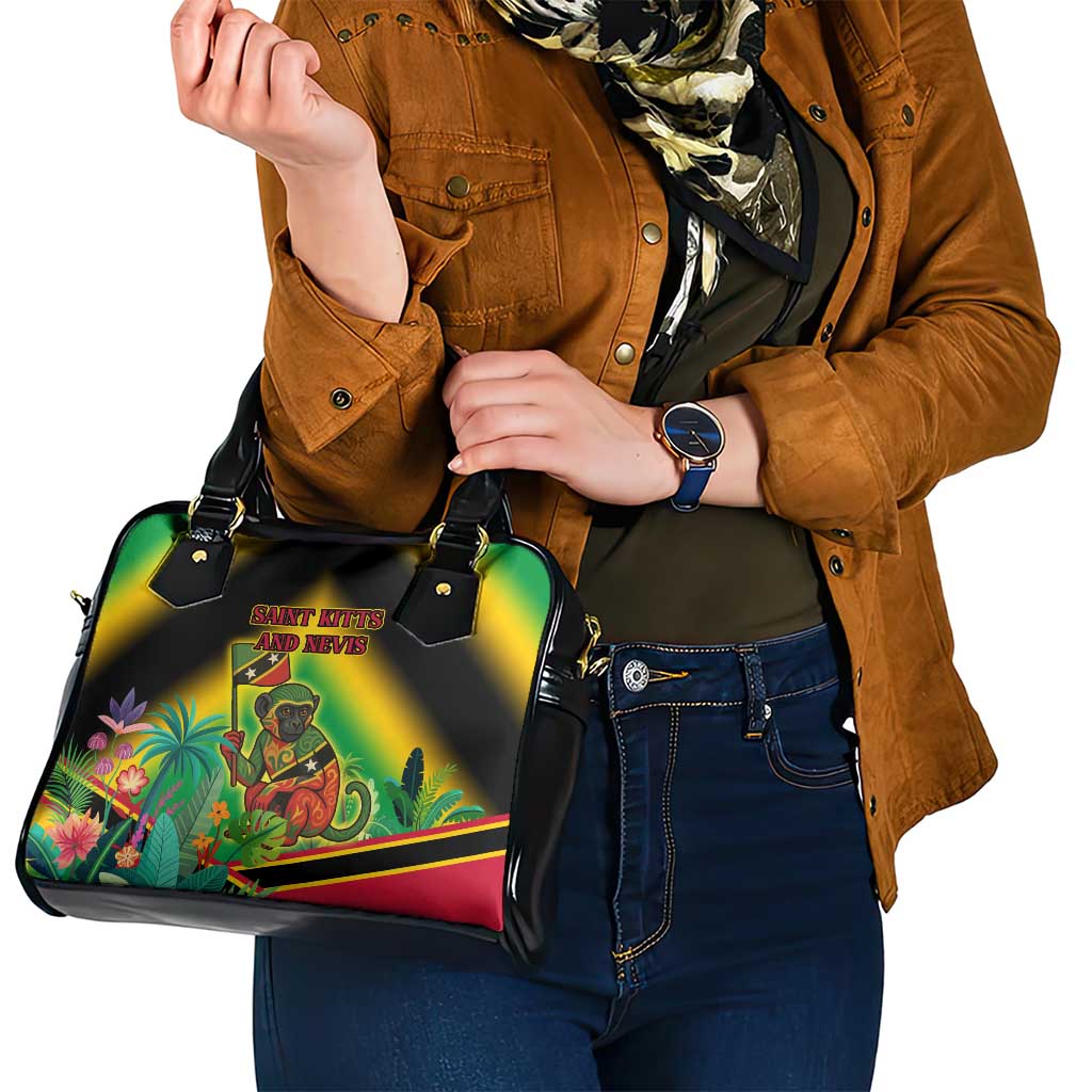 Saint Kitts and Nevis Shoulder Handbag with Coat of Arms and Flag Pattern Design TS04