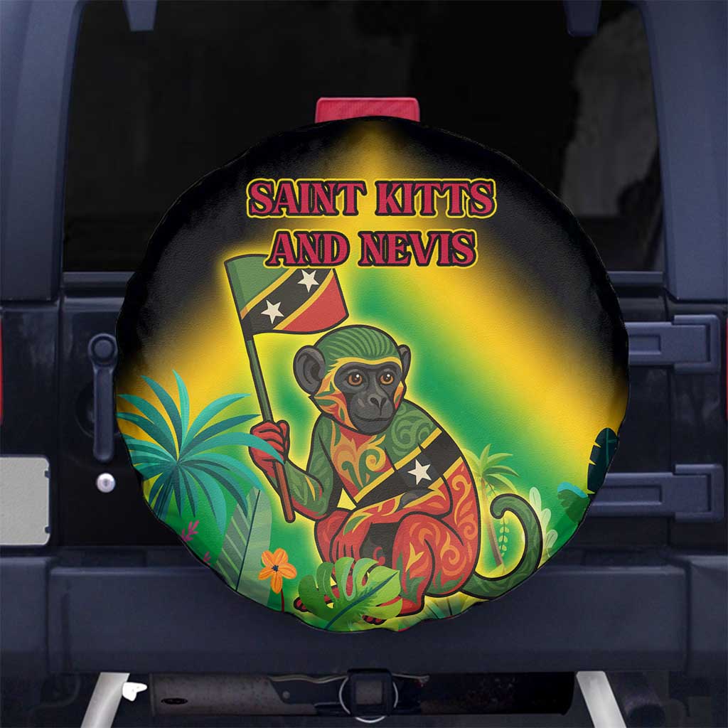 Saint Kitts and Nevis Spare Tire Cover with Coat of Arms and Flag Pattern Design TS04