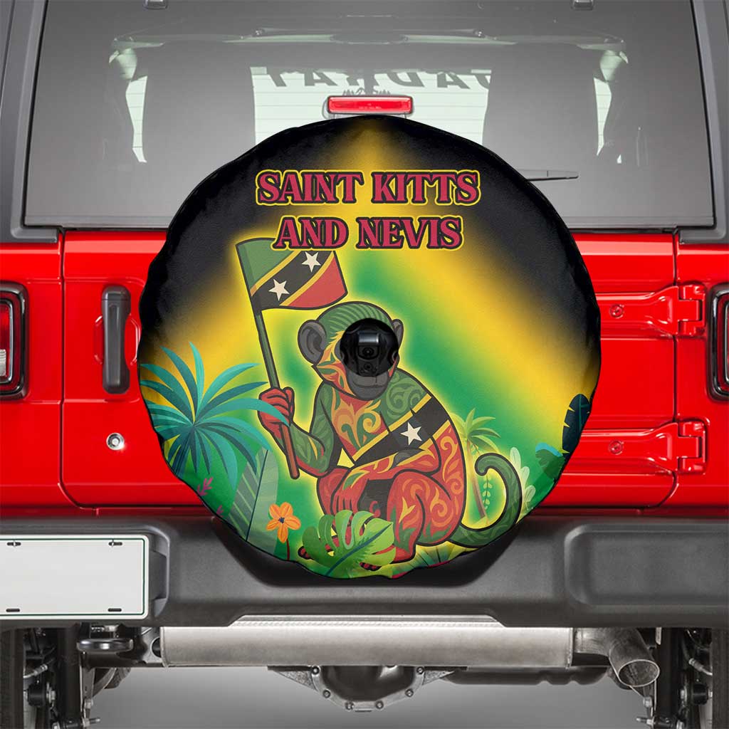 Saint Kitts and Nevis Spare Tire Cover with Coat of Arms and Flag Pattern Design TS04