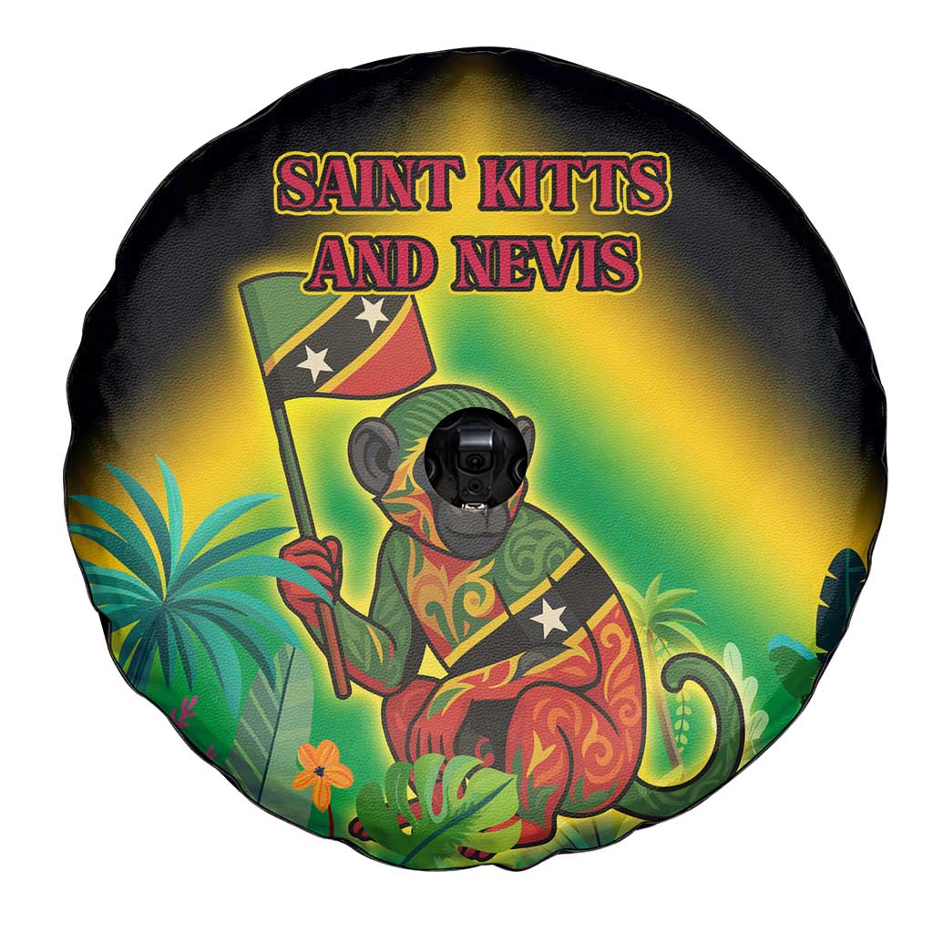 Saint Kitts and Nevis Spare Tire Cover with Coat of Arms and Flag Pattern Design TS04