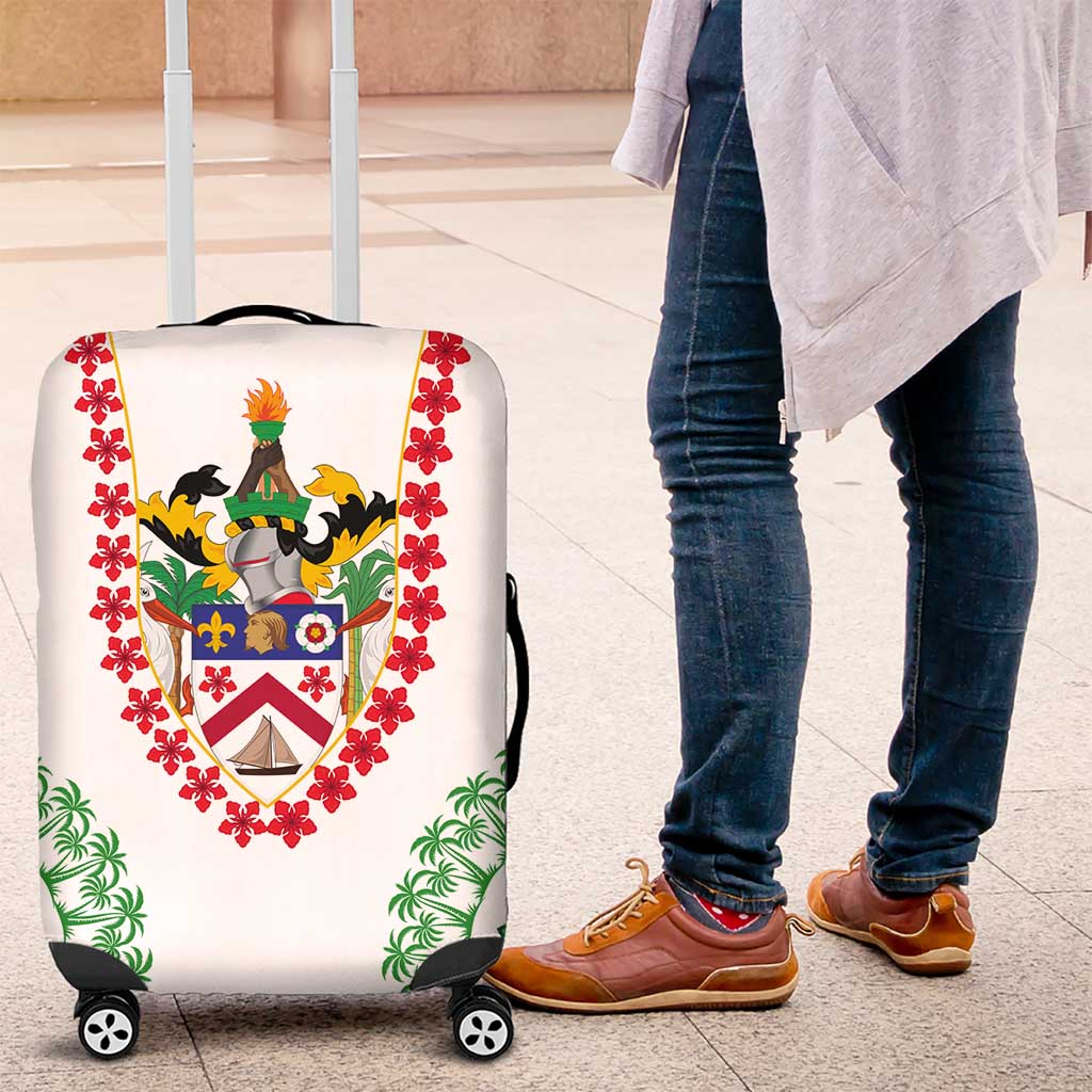 Saint Kitts and Nevis Luggage Cover with Vibrant Flag Colors and Hibiscus Flower Design TS04