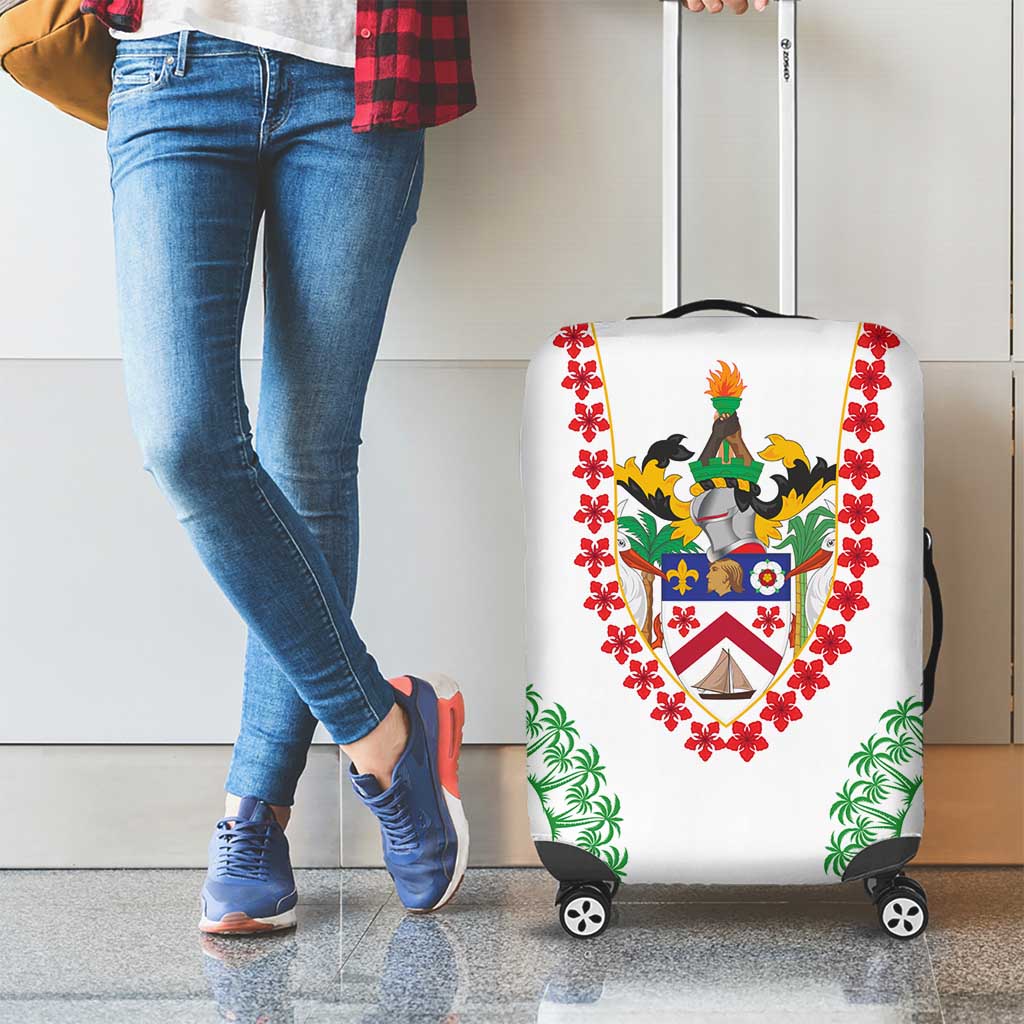 Saint Kitts and Nevis Luggage Cover with Vibrant Flag Colors and Hibiscus Flower Design TS04