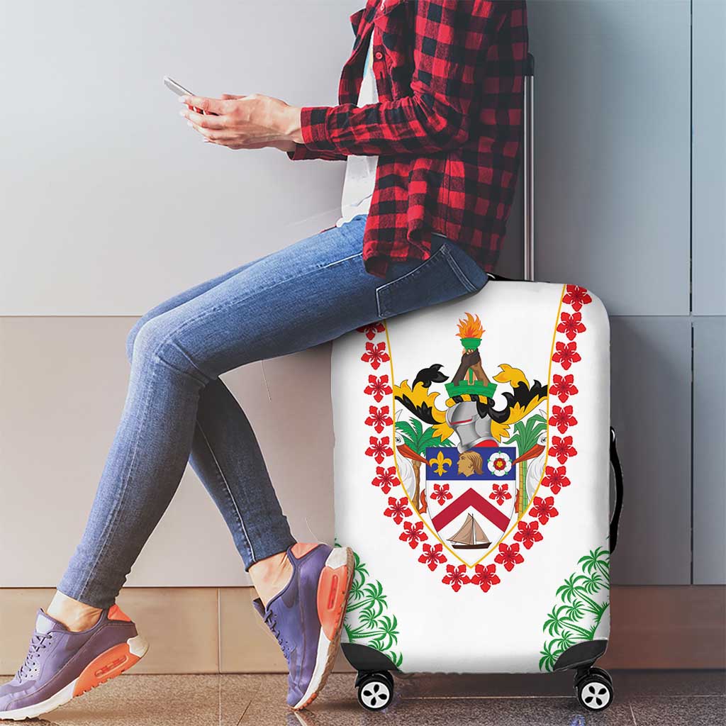 Saint Kitts and Nevis Luggage Cover with Vibrant Flag Colors and Hibiscus Flower Design TS04