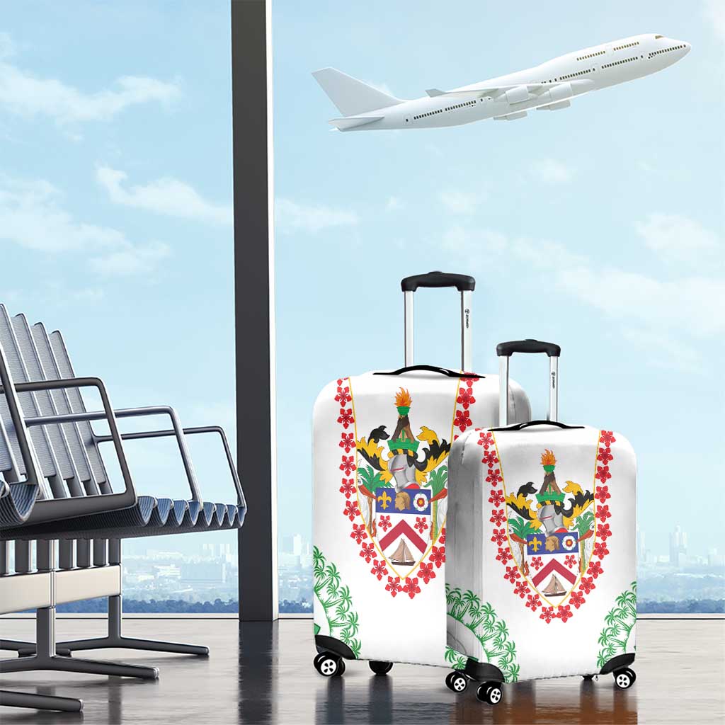 Saint Kitts and Nevis Luggage Cover with Vibrant Flag Colors and Hibiscus Flower Design TS04