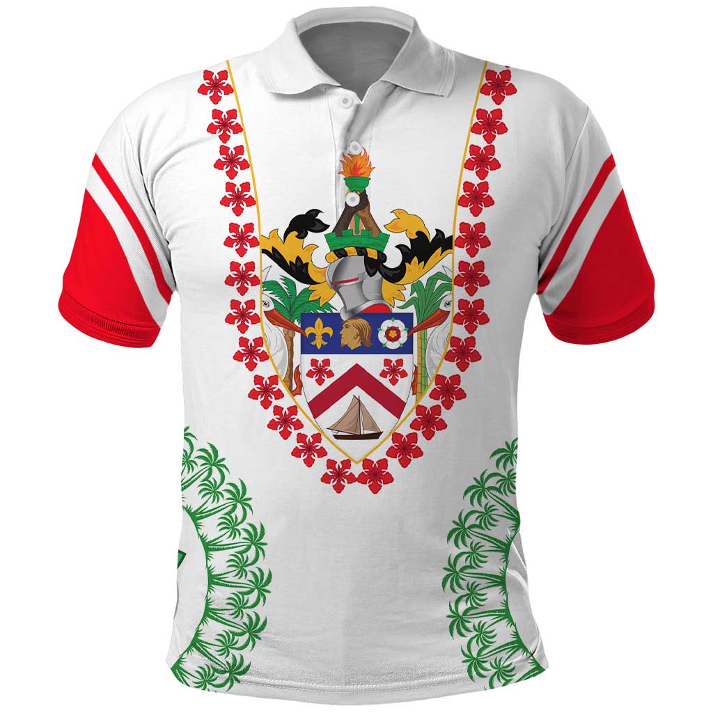 Saint Kitts and Nevis Polo Shirt with Vibrant Flag Colors and Hibiscus Flower Design TS04