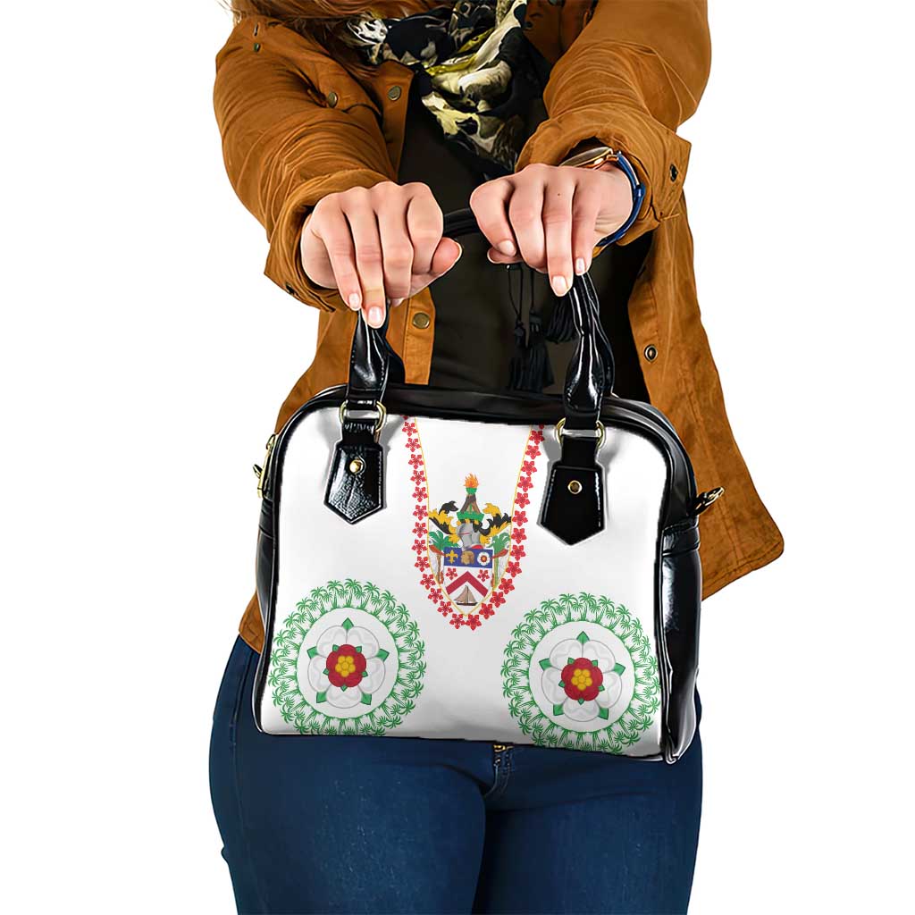 Saint Kitts and Nevis Shoulder Handbag with Vibrant Flag Colors and Hibiscus Flower Design TS04