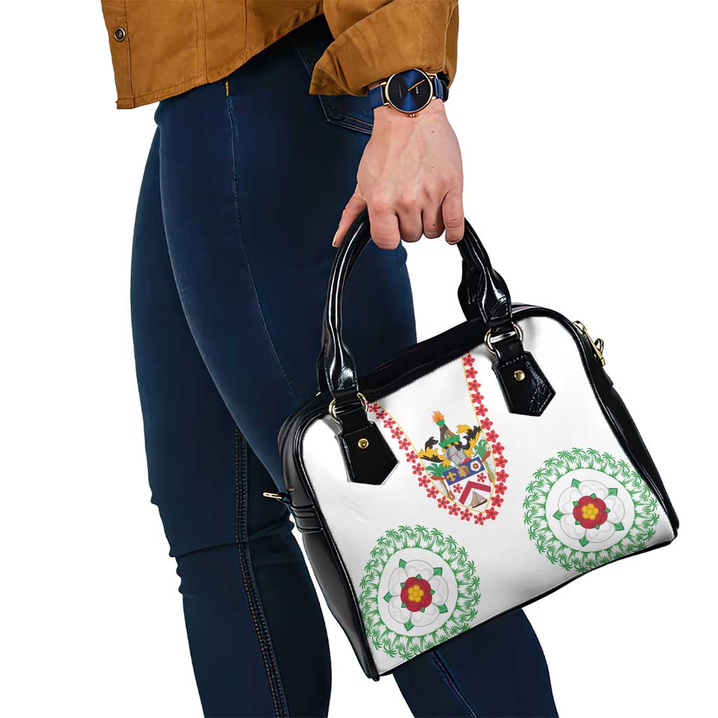 Saint Kitts and Nevis Shoulder Handbag with Vibrant Flag Colors and Hibiscus Flower Design TS04