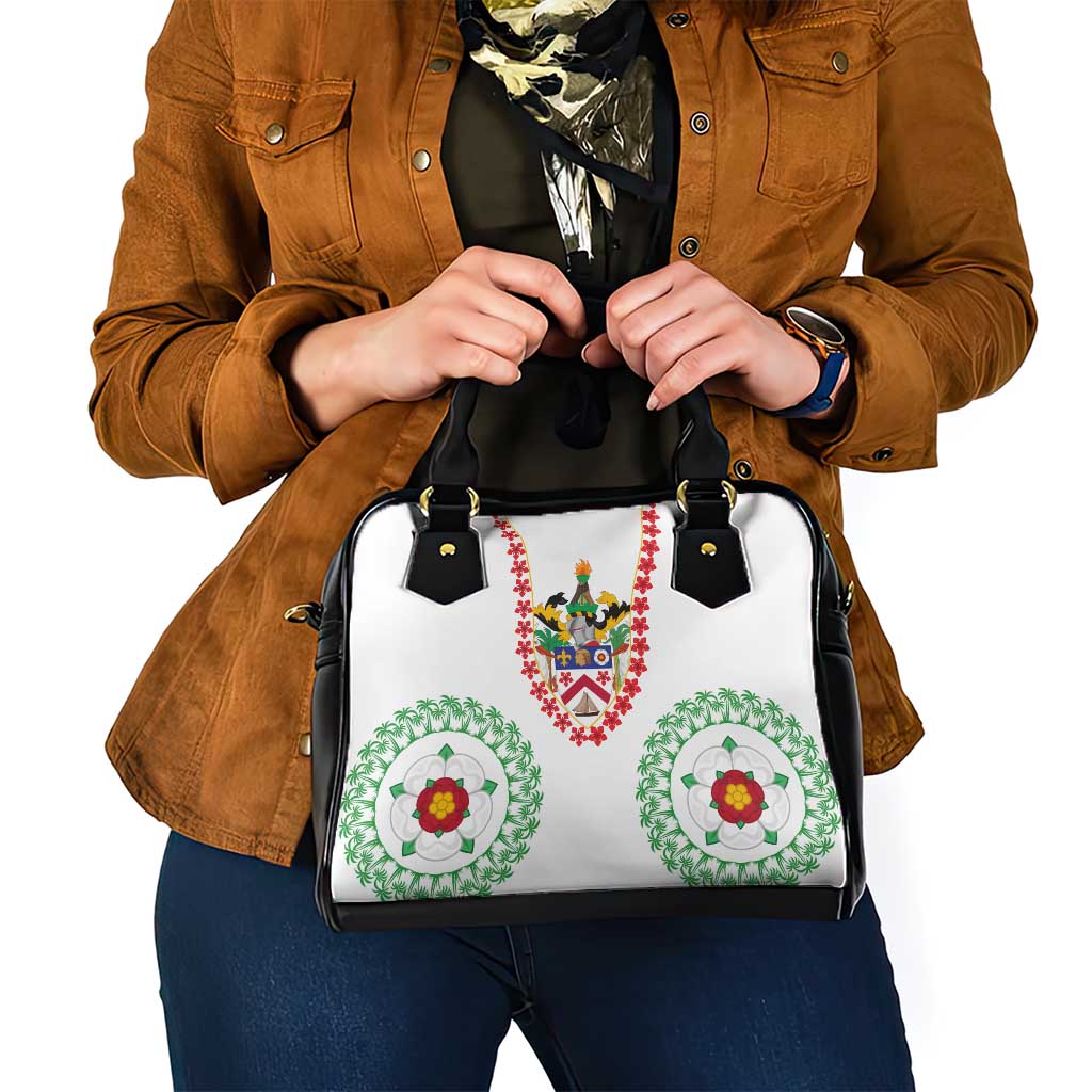 Saint Kitts and Nevis Shoulder Handbag with Vibrant Flag Colors and Hibiscus Flower Design TS04