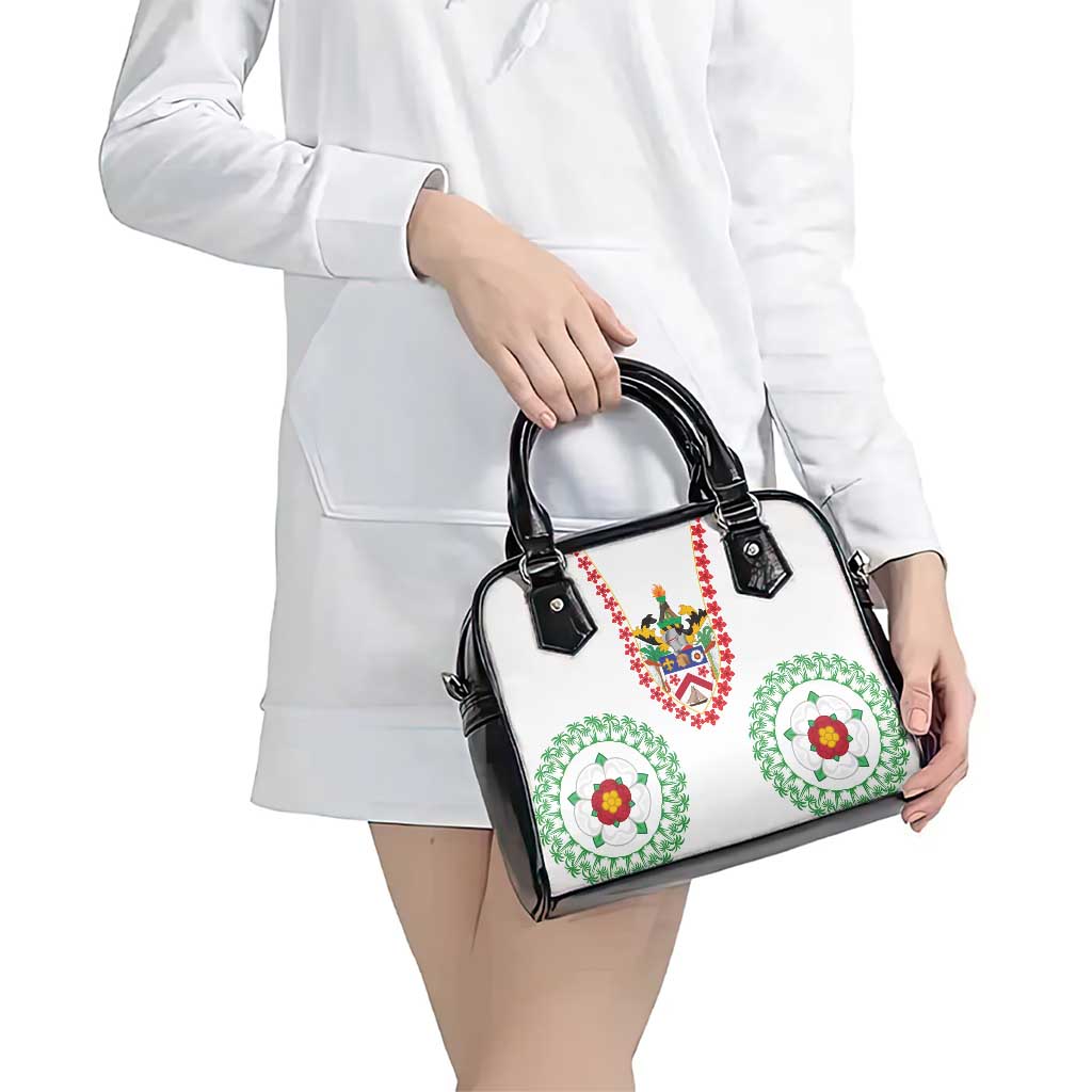 Saint Kitts and Nevis Shoulder Handbag with Vibrant Flag Colors and Hibiscus Flower Design TS04
