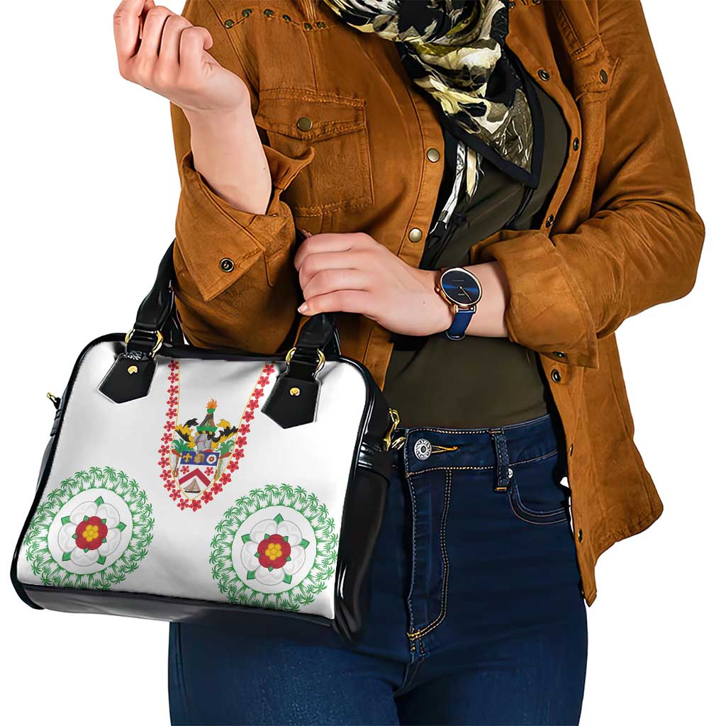 Saint Kitts and Nevis Shoulder Handbag with Vibrant Flag Colors and Hibiscus Flower Design TS04