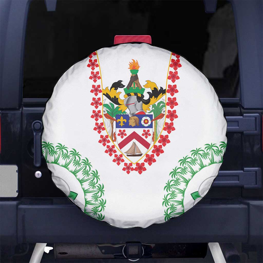 Saint Kitts and Nevis Spare Tire Cover with Vibrant Flag Colors and Hibiscus Flower Design TS04