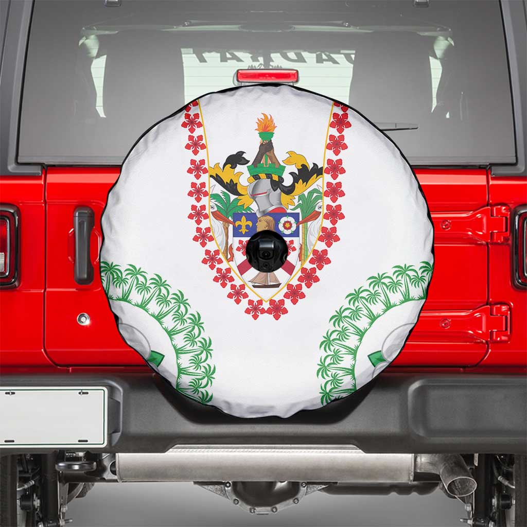 Saint Kitts and Nevis Spare Tire Cover with Vibrant Flag Colors and Hibiscus Flower Design TS04