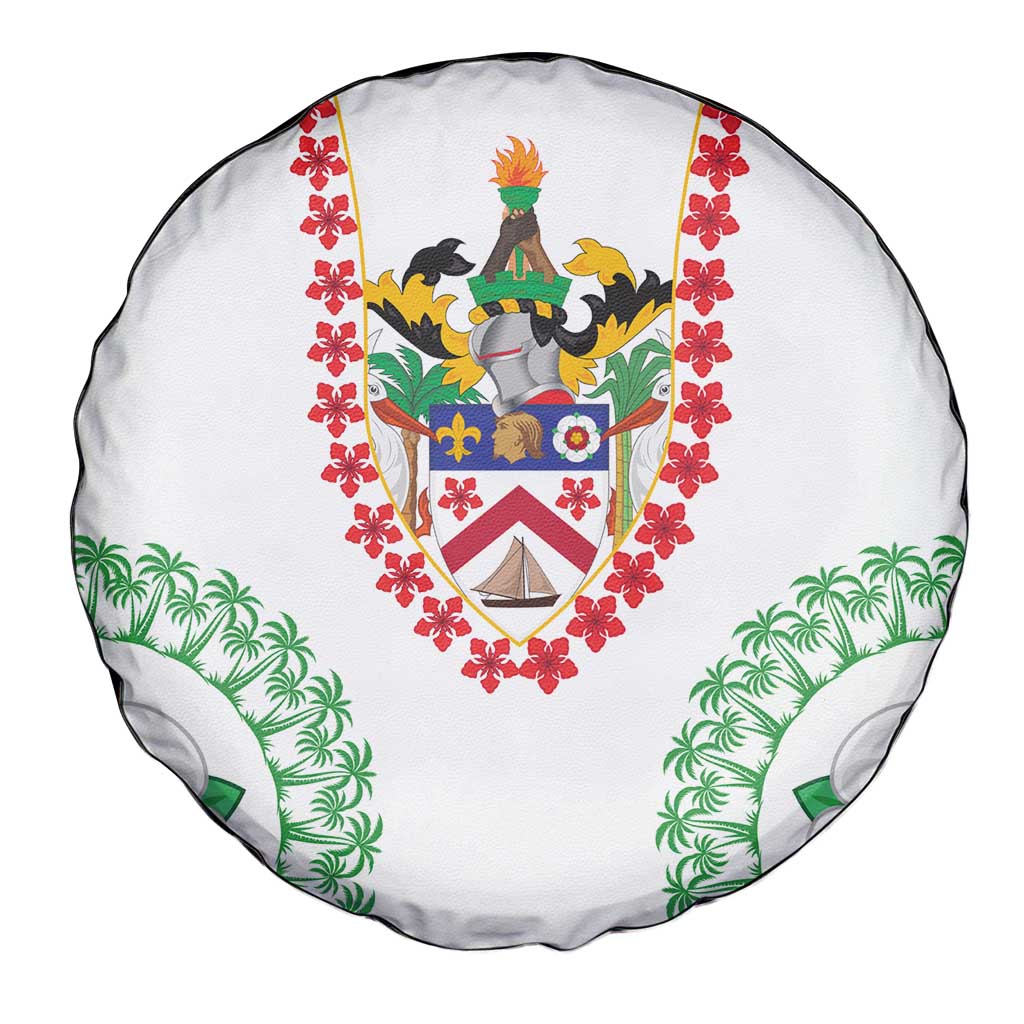 Saint Kitts and Nevis Spare Tire Cover with Vibrant Flag Colors and Hibiscus Flower Design TS04