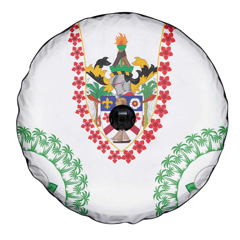 Saint Kitts and Nevis Spare Tire Cover with Vibrant Flag Colors and Hibiscus Flower Design TS04
