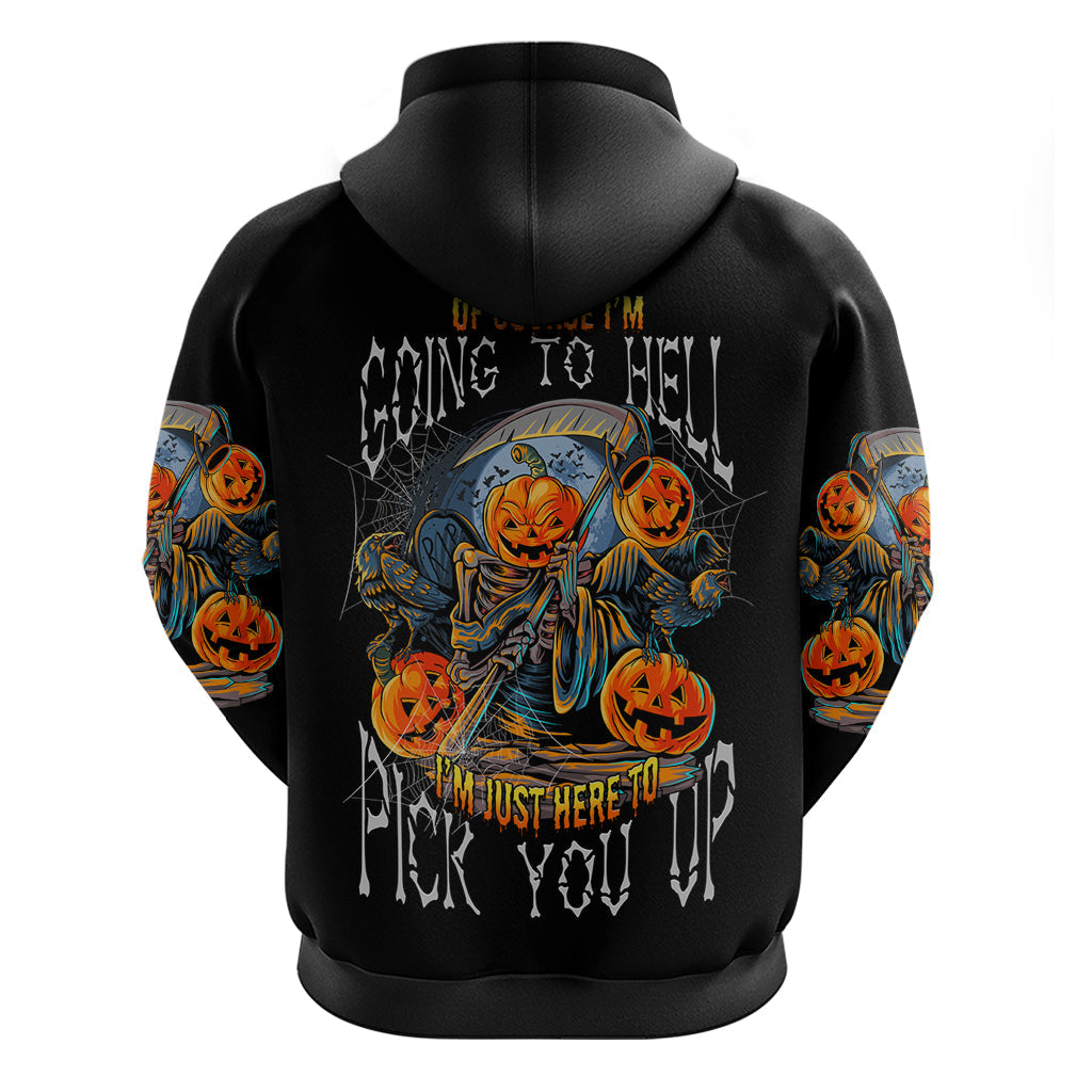 Of Course I'm Going To Hell Skull Pumpkin Halloween Hoodie TS04