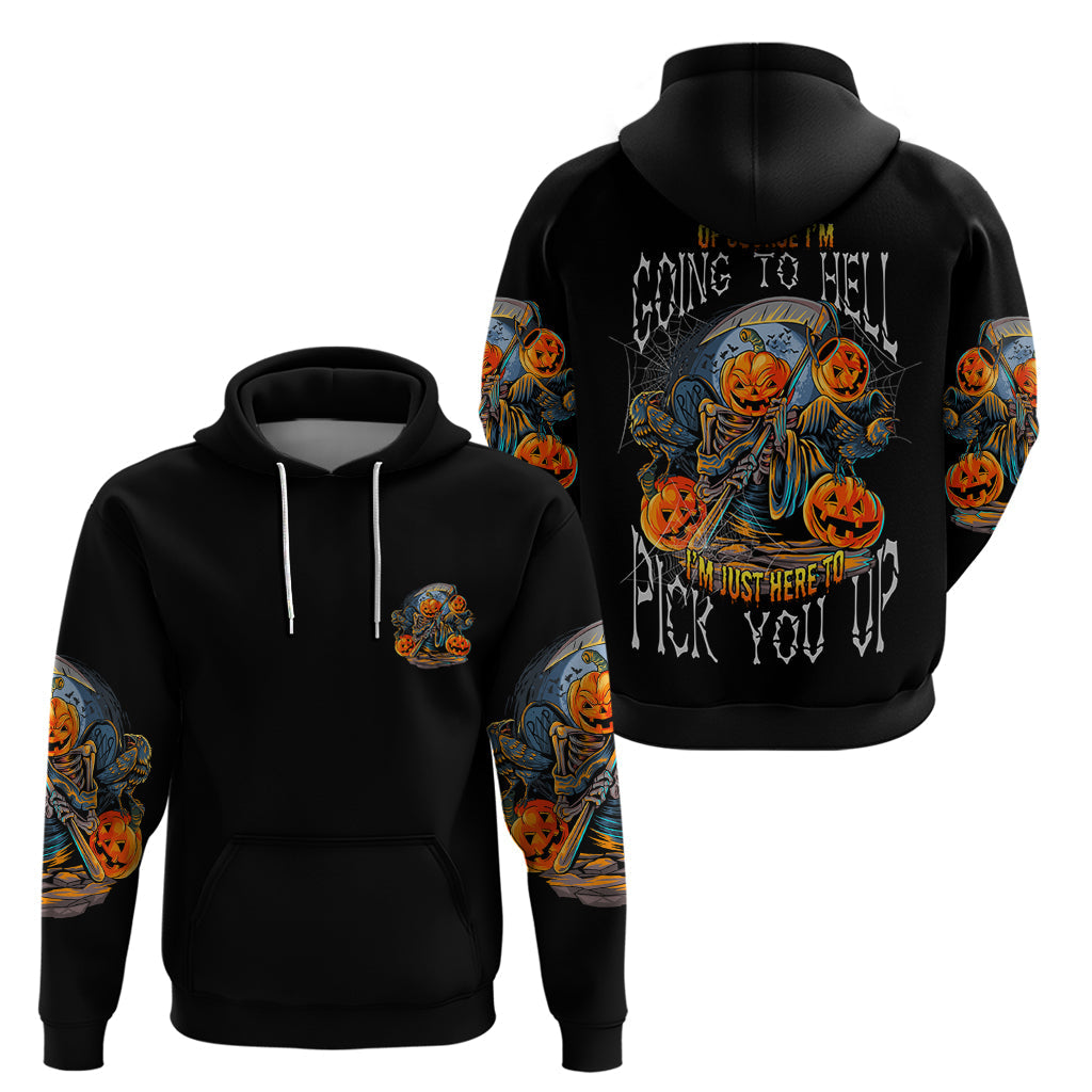 Of Course I'm Going To Hell Skull Pumpkin Halloween Hoodie TS04