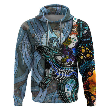 Kangaroo Aboriginal Pattern Dot Art Hoodie TS04
