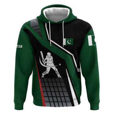 Pakistan Cricket Hoodie Sporty Style with Flag Colors & Player Illustration TS04