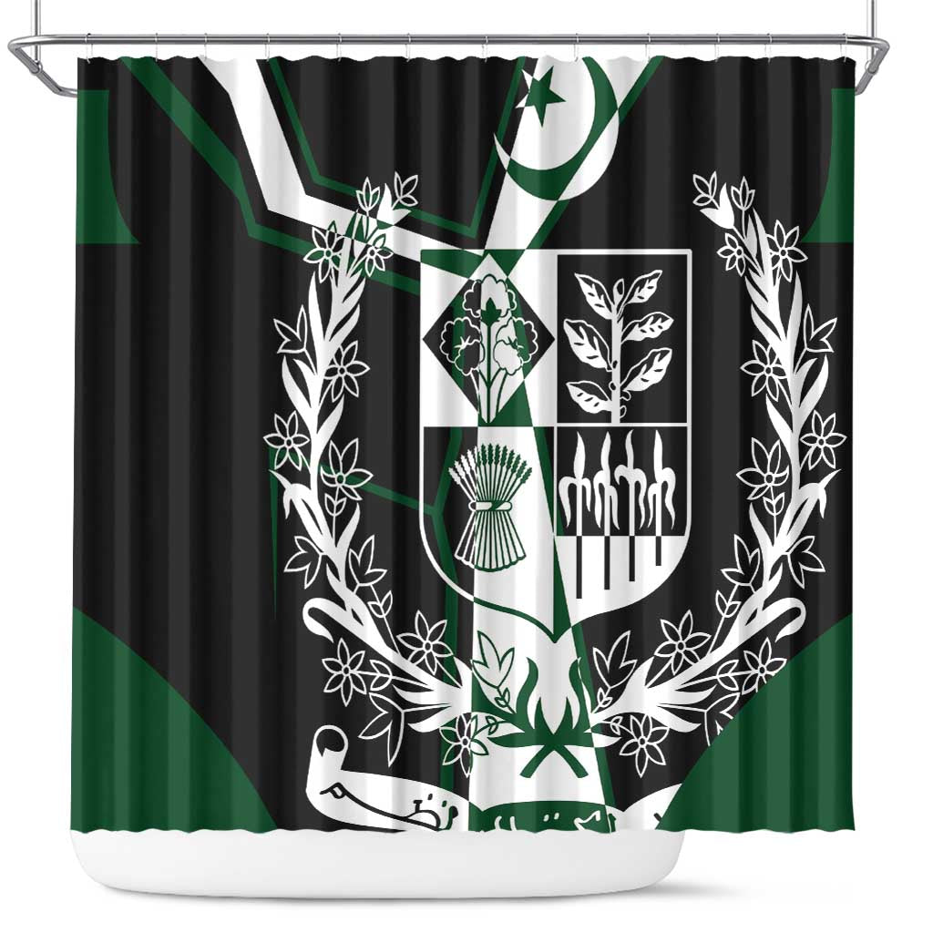 Pakistan Emblem Shower Curtain Eagle-Shaped Design with National Symbol TS04