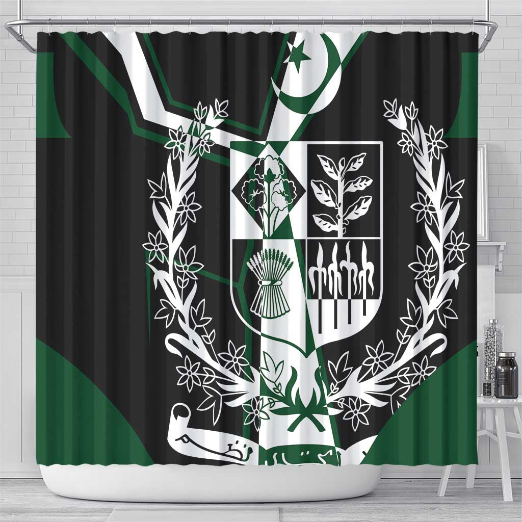 Pakistan Emblem Shower Curtain Eagle-Shaped Design with National Symbol TS04