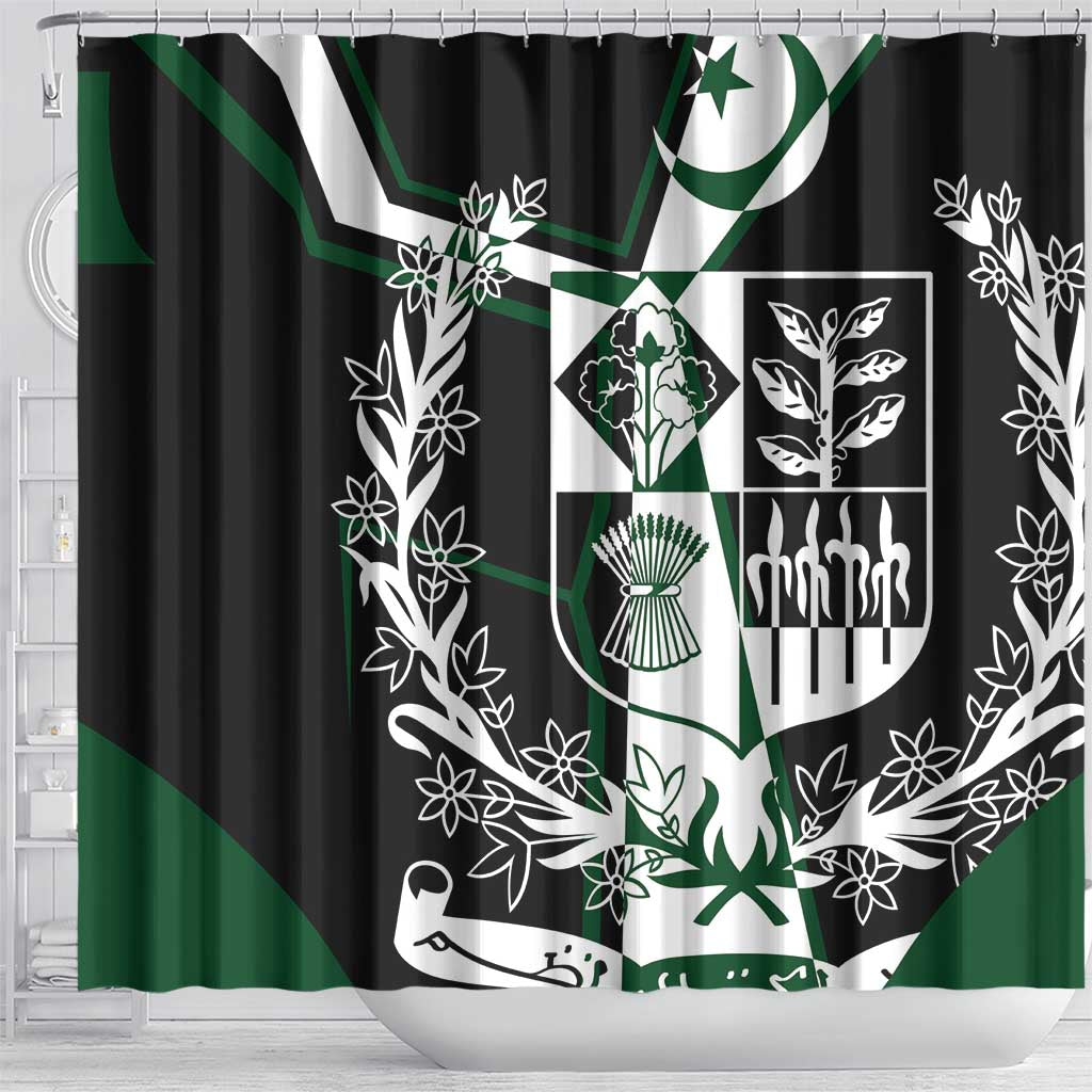Pakistan Emblem Shower Curtain Eagle-Shaped Design with National Symbol TS04