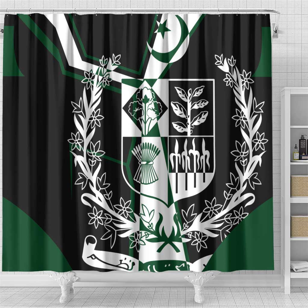 Pakistan Emblem Shower Curtain Eagle-Shaped Design with National Symbol TS04