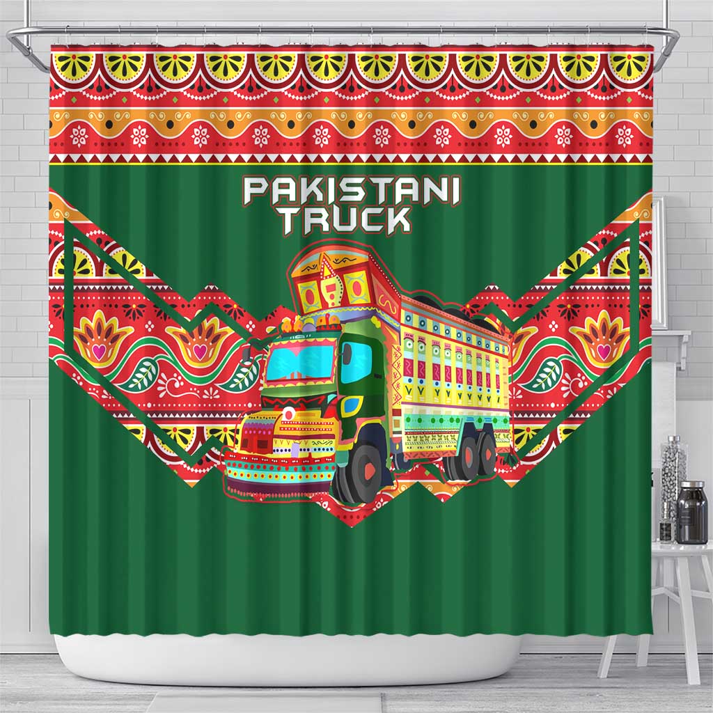 Pakistan Truck Art Shower Curtain National Emblem & Traditional Patterns TS04
