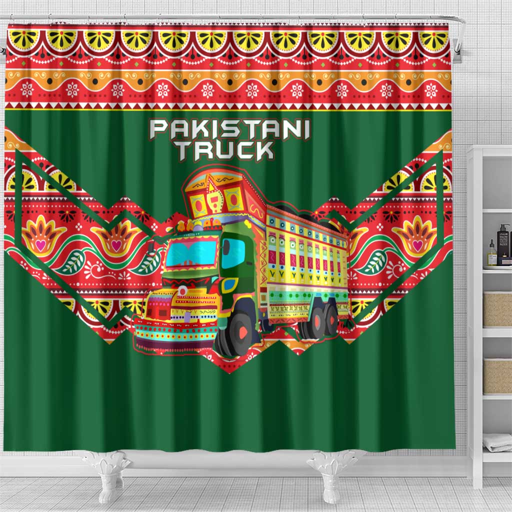 Pakistan Truck Art Shower Curtain National Emblem & Traditional Patterns TS04