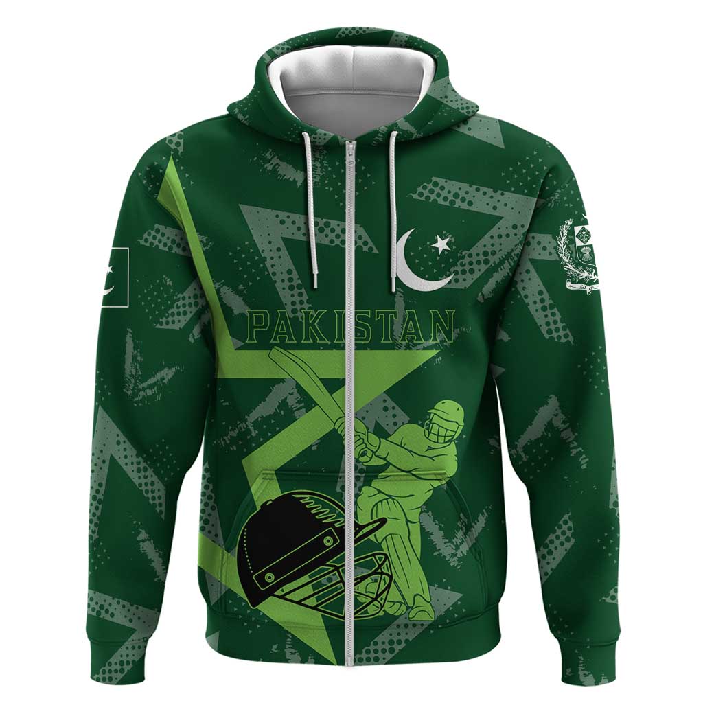 Pakistan Cricket Hoodie Sporty Style with Flag Stars & Player Illustration TS04