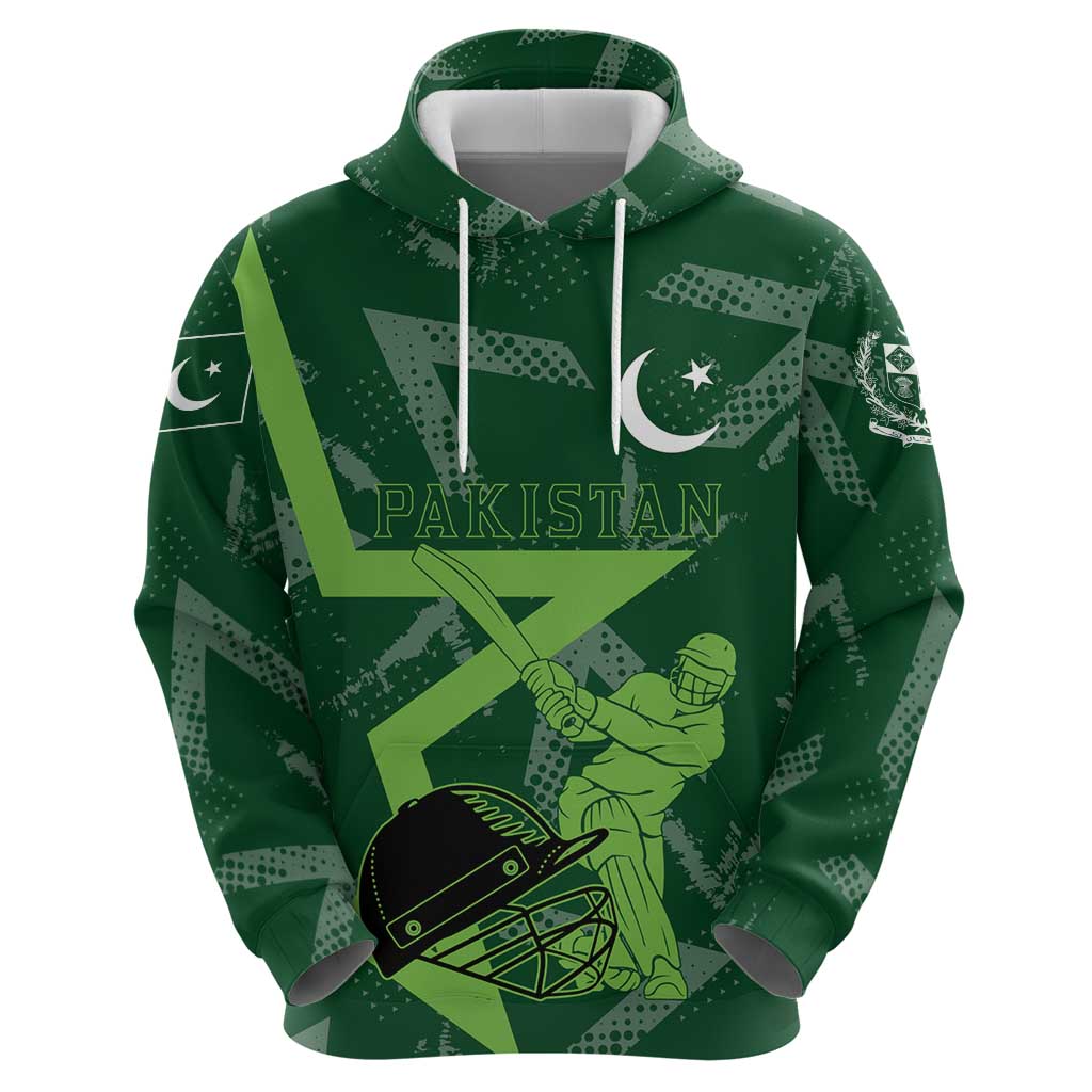 Pakistan Cricket Hoodie Sporty Style with Flag Stars & Player Illustration TS04