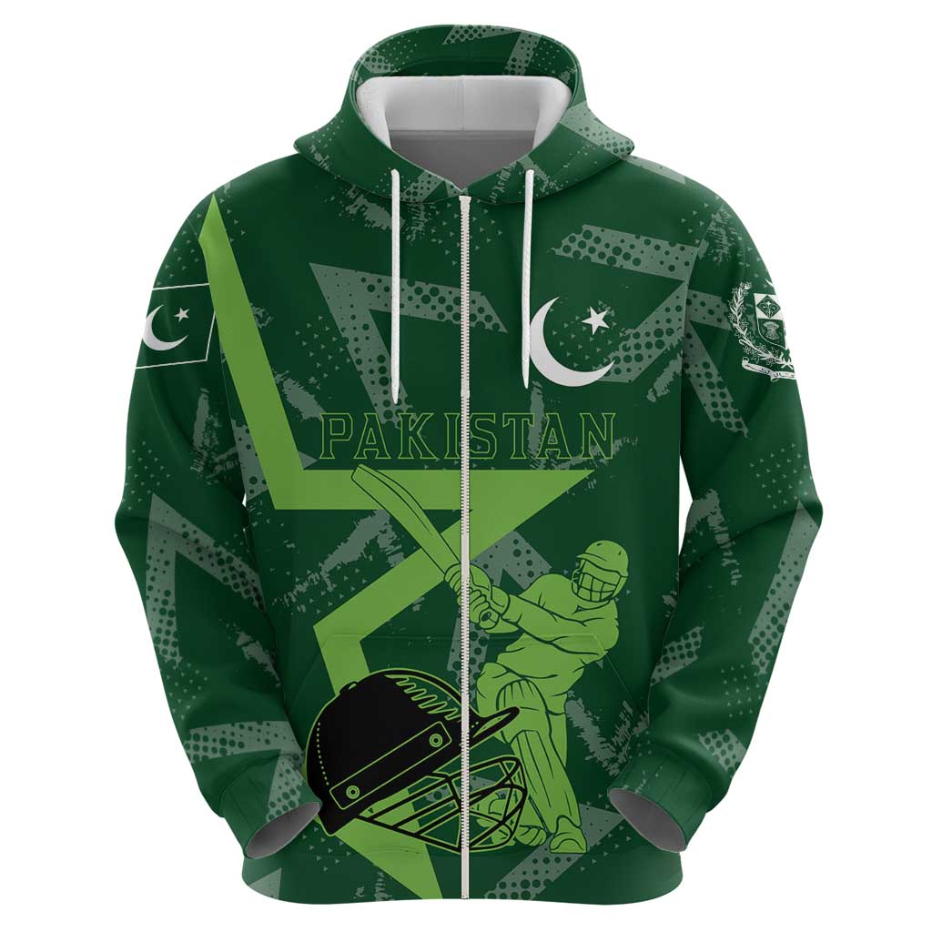 Pakistan Cricket Hoodie Sporty Style with Flag Stars & Player Illustration TS04