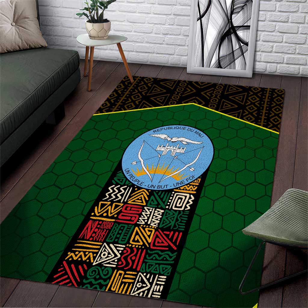 Mali Map Area Rug Vulture in Gliding Flight - African Patterns Design TS04